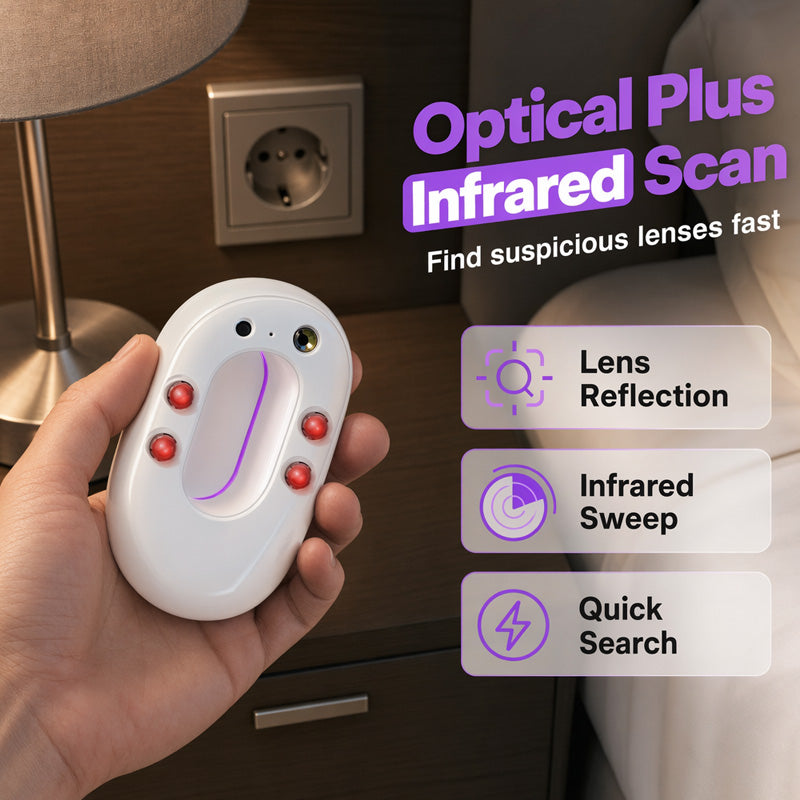 🥳2026 HOT SALE🥳💞50K+ SOLD!📡🔍  Smart Infrared Camera Detector – Finds hidden pinhole lenses instantly. LED flashlight & door alarm – travel with privacy & peace of mind! 🏨✨