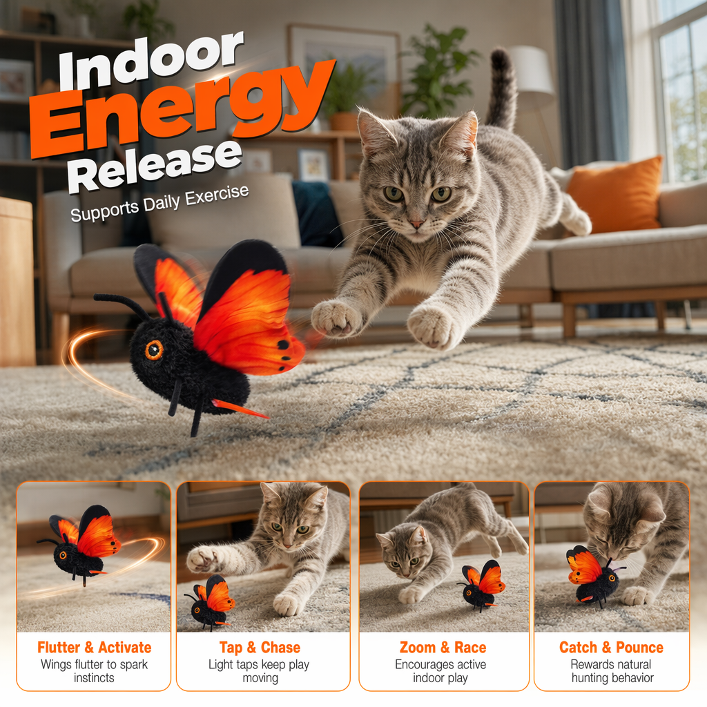 🦋🐱 Smart Sensing Flapping Butterfly Toy – 50% OFF! Motion-activated, realistic flight, interactive fun – keeps your cat engaged for hours. 🔥✨