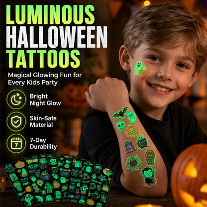 🎃💡 Light Up Your Halloween Look! Glow-in-the-Dark Temporary Tattoos | Waterproof & Fun Party Accessories