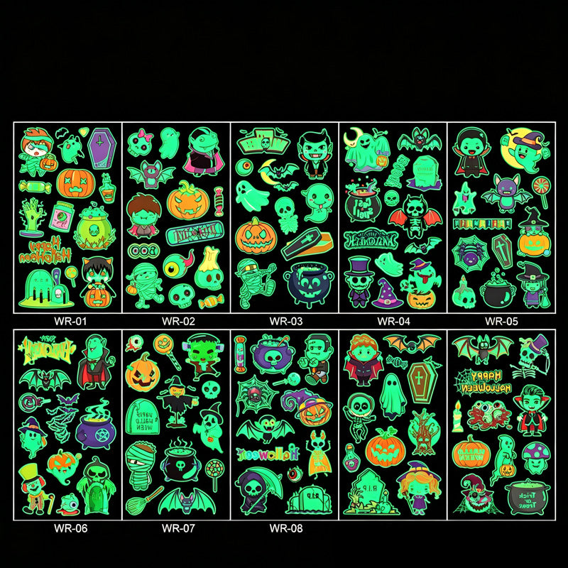 🎃💡 Light Up Your Halloween Look! Glow-in-the-Dark Temporary Tattoos | Waterproof & Fun Party Accessories