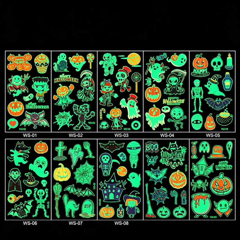 🎃💡 Light Up Your Halloween Look! Glow-in-the-Dark Temporary Tattoos | Waterproof & Fun Party Accessories