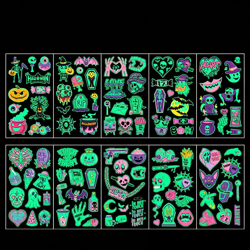 🎃💡 Light Up Your Halloween Look! Glow-in-the-Dark Temporary Tattoos | Waterproof & Fun Party Accessories
