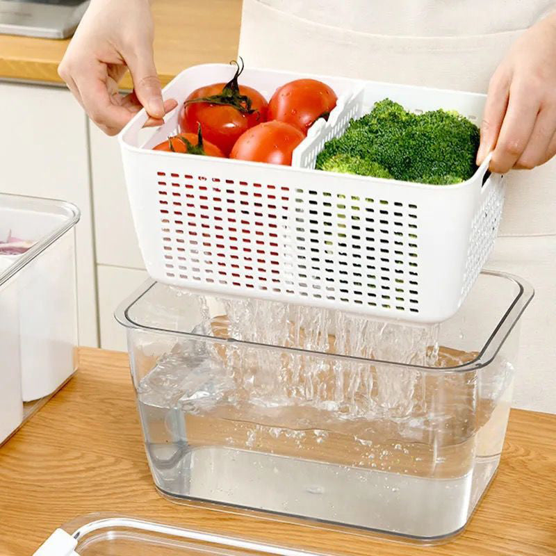 🥬🍎 Fresh Fruit & Veggie Saver – Ventilated, Drainable, BPA-Free – Keeps Produce Fresh Longer! ✨