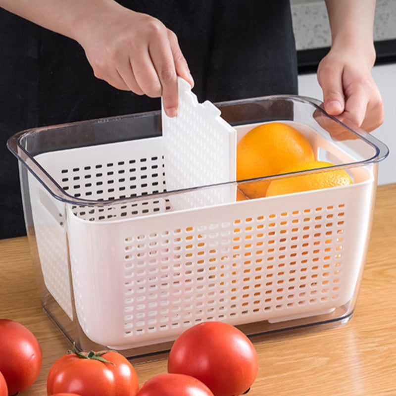 🥬🍎 Fresh Fruit & Veggie Saver – Ventilated, Drainable, BPA-Free – Keeps Produce Fresh Longer! ✨