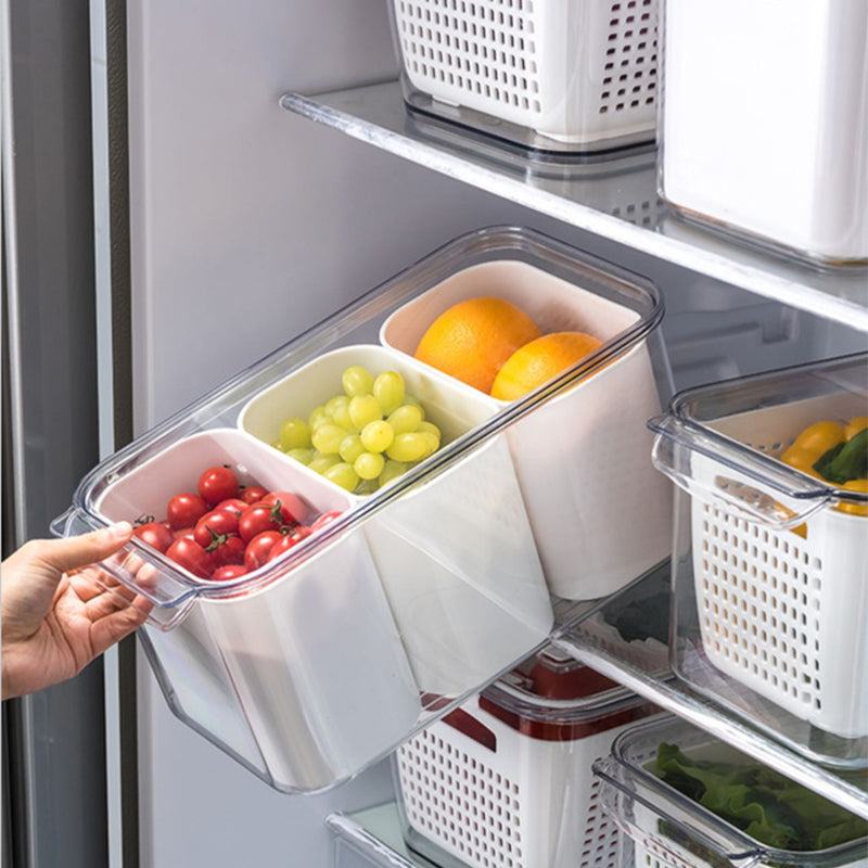 🥬🍎 Fresh Fruit & Veggie Saver – Ventilated, Drainable, BPA-Free – Keeps Produce Fresh Longer! ✨