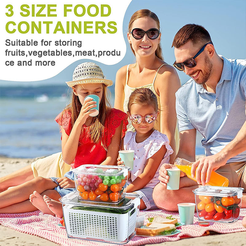 🥬🍎 Fresh Fruit & Veggie Saver – Ventilated, Drainable, BPA-Free – Keeps Produce Fresh Longer! ✨