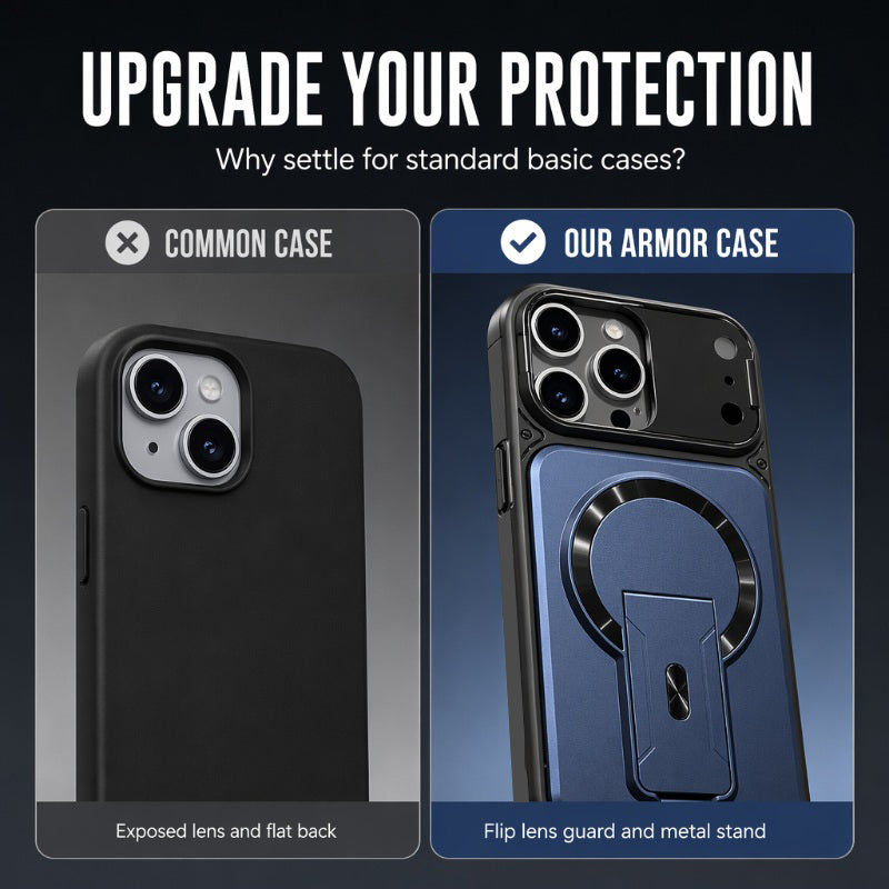 ✨ One Case, Three Upgrades – Magnetic, Flip Lens Cover & No-Bulk Stand. Fits iPhone 13-17. UK Dispatch