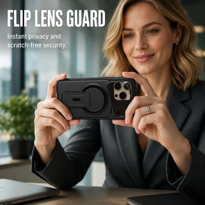✨ One Case, Three Upgrades – Magnetic, Flip Lens Cover & No-Bulk Stand. Fits iPhone 13-17. UK Dispatch