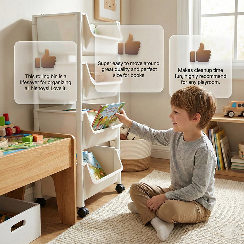Multi-Tier Rolling Storage Cart for Narrow Spaces