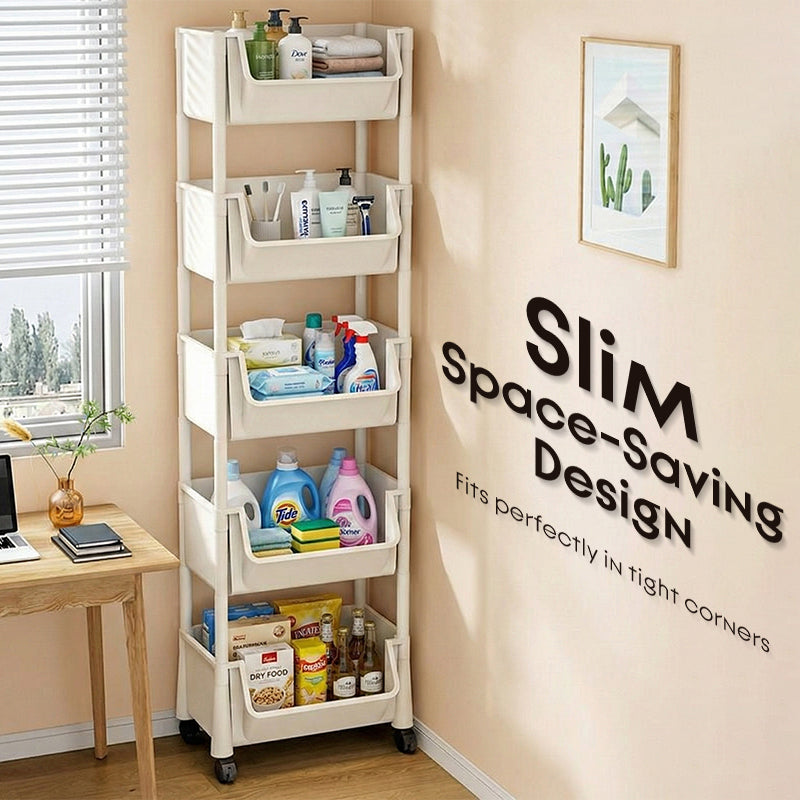 Multi-Tier Rolling Storage Cart for Narrow Spaces