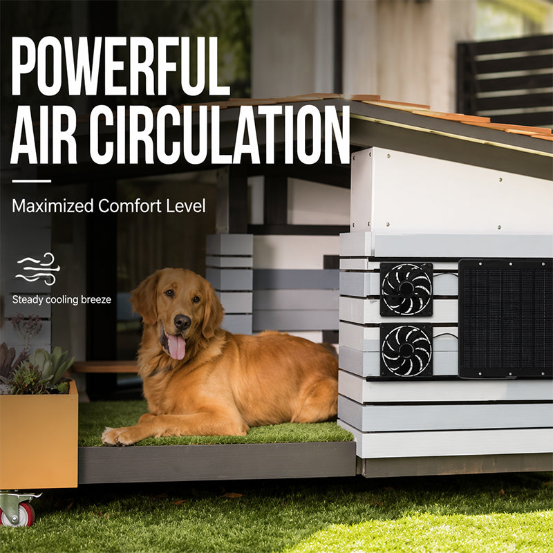 Solar Powered Fan, Solar Fan for Shed, Chicken Coop, Greenhouse, Outside with Two 5In Fans Exhaust Intake Mounting Way and Installation Kits