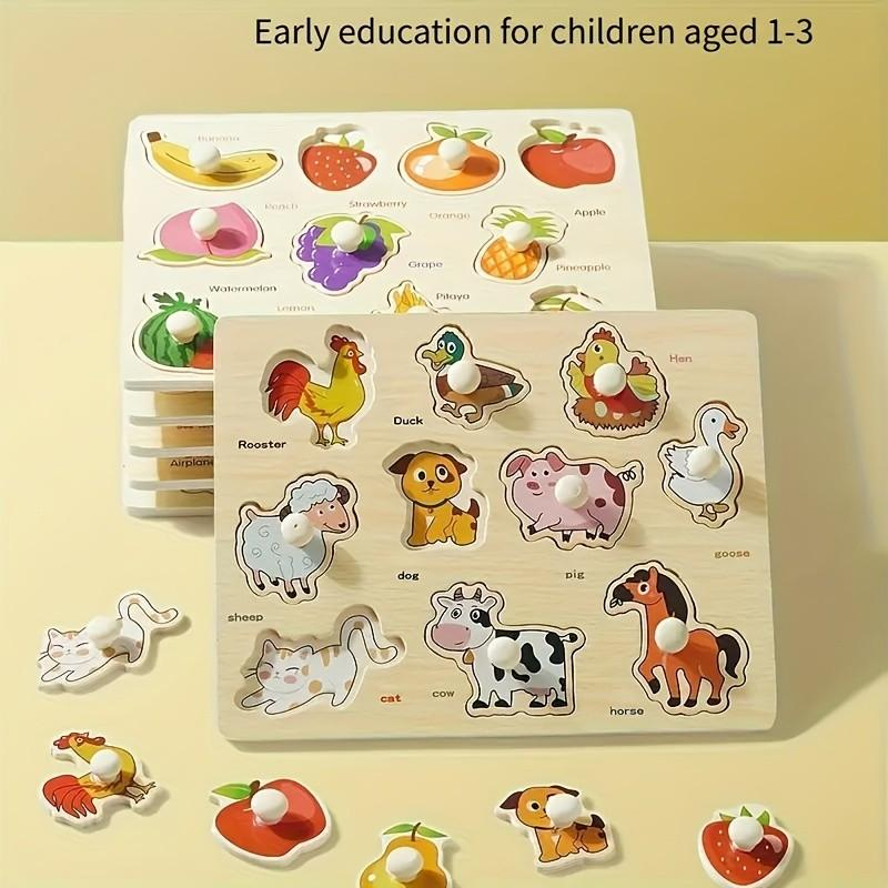 Montessori Wooden Peg Puzzle for Toddlers