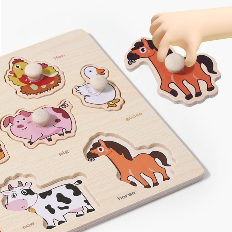 Montessori Wooden Peg Puzzle for Toddlers