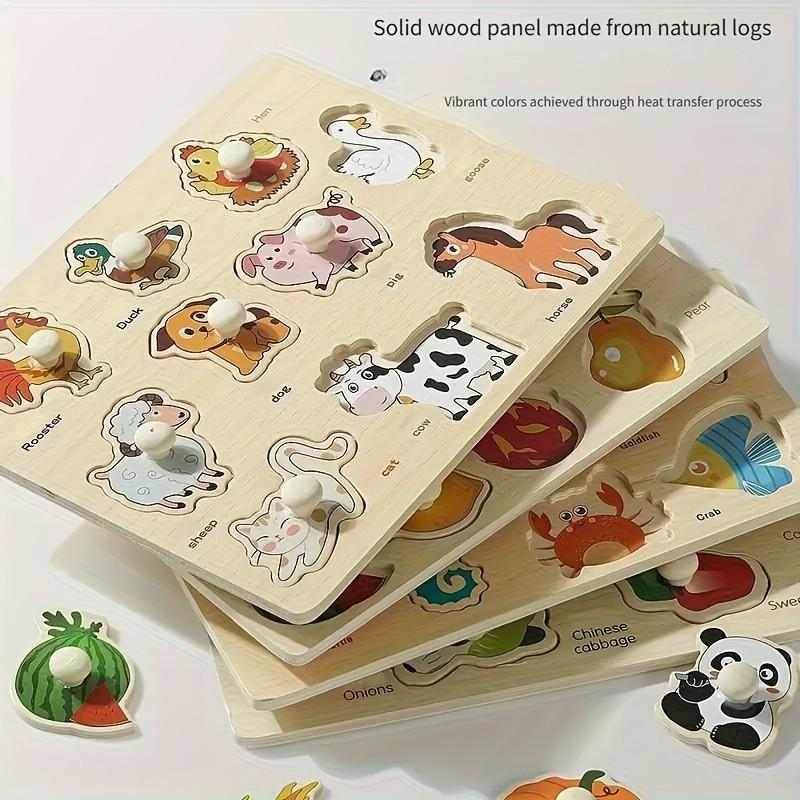 Montessori Wooden Peg Puzzle for Toddlers