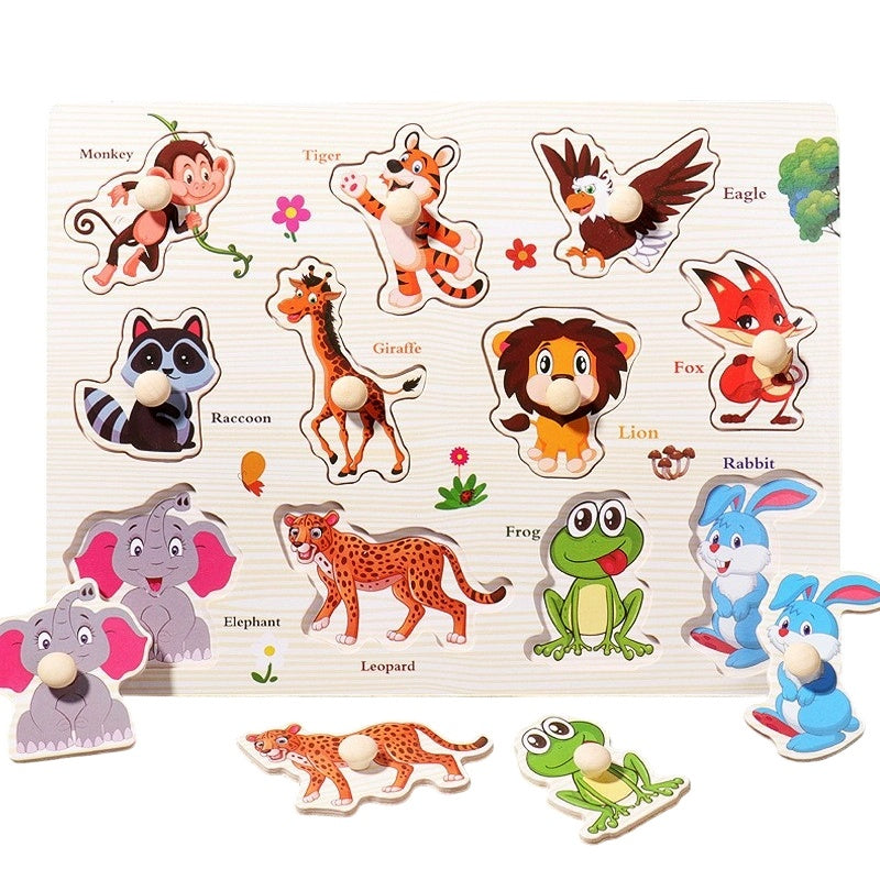 Montessori Wooden Peg Puzzle for Toddlers