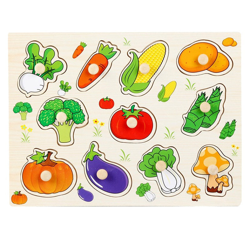 Montessori Wooden Peg Puzzle for Toddlers
