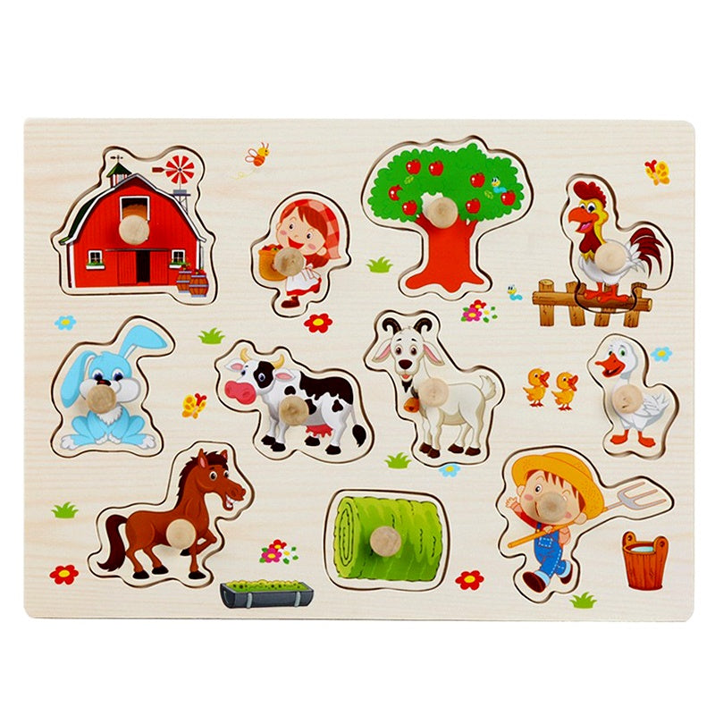 Montessori Wooden Peg Puzzle for Toddlers