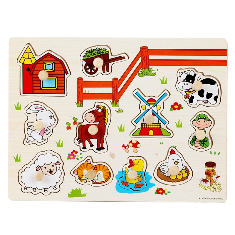 Montessori Wooden Peg Puzzle for Toddlers