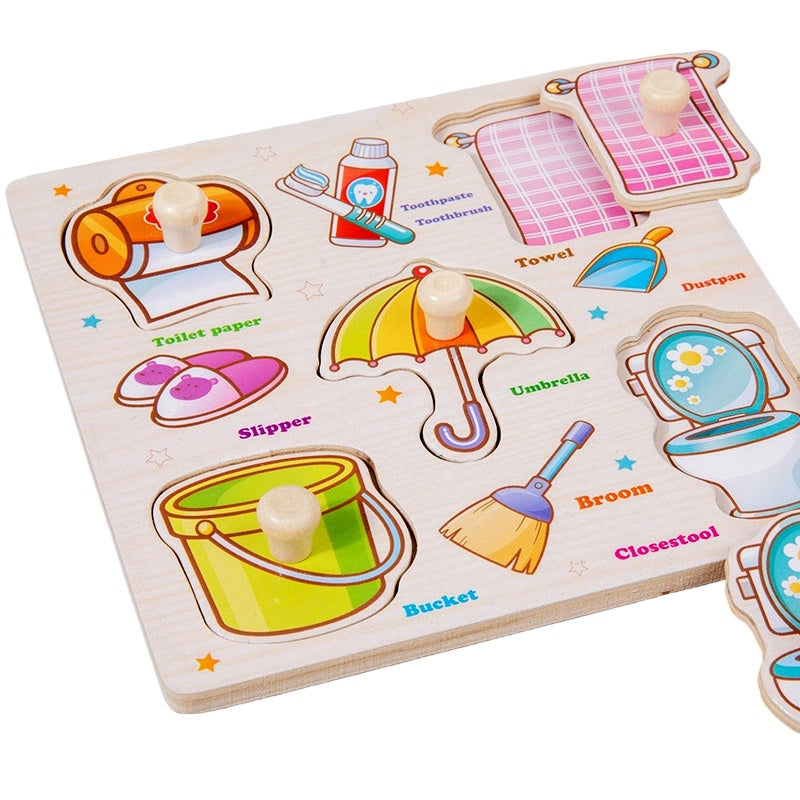 Montessori Wooden Peg Puzzle for Toddlers