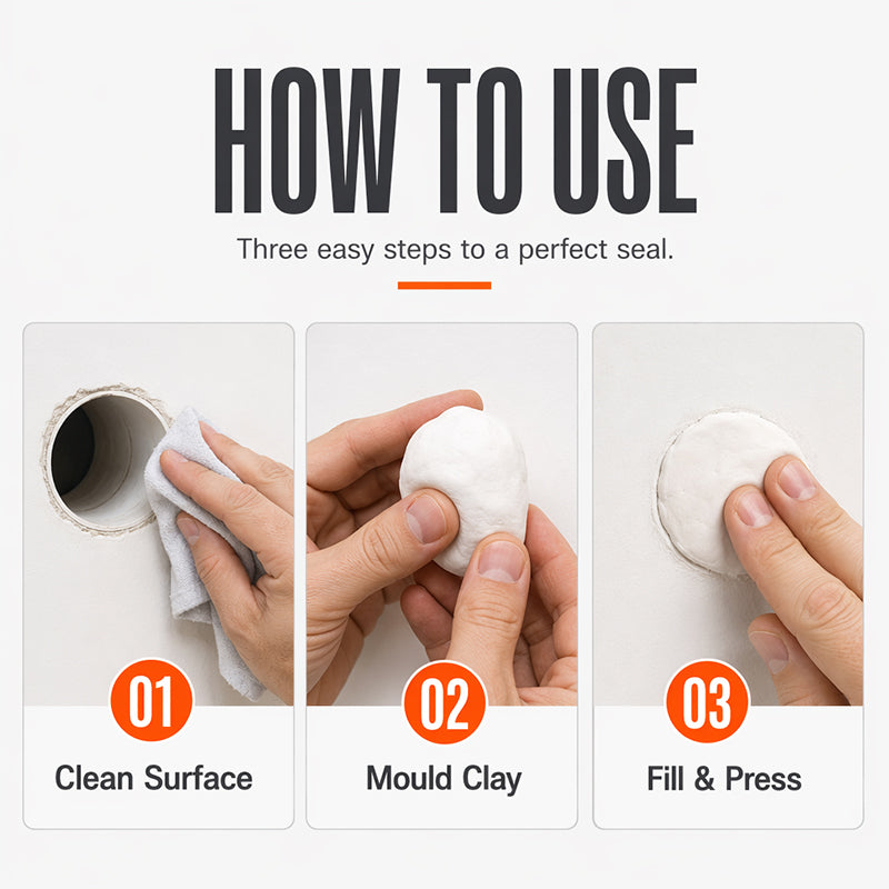 📢📢50% OFF !! ⏰🧱 Waterproof Wall Hole Sealing Clay for Air Conditioner Pipes — 10-Pack Moldable Sealant Putty for Pipe Gaps & Wall Holes | Tool-Free Application
