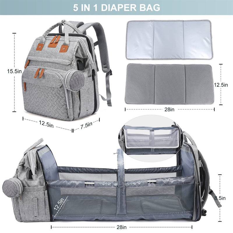 Foldable Diaper Bag with Changing Station