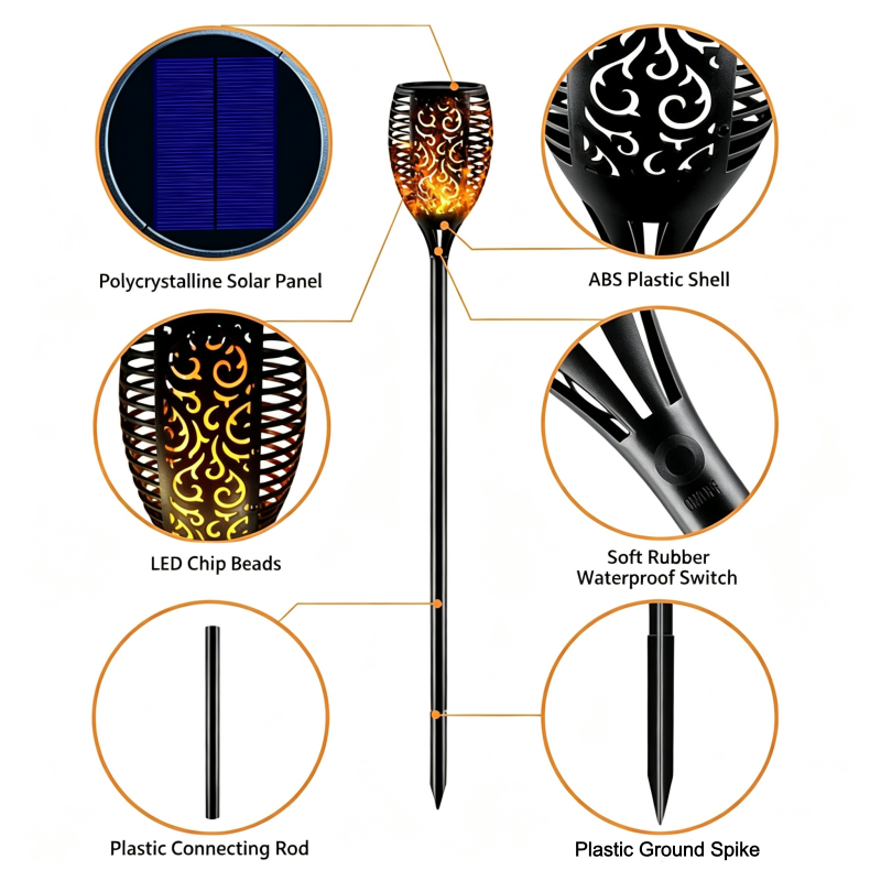 Waterproof Solar Flame Torch Stake Lights