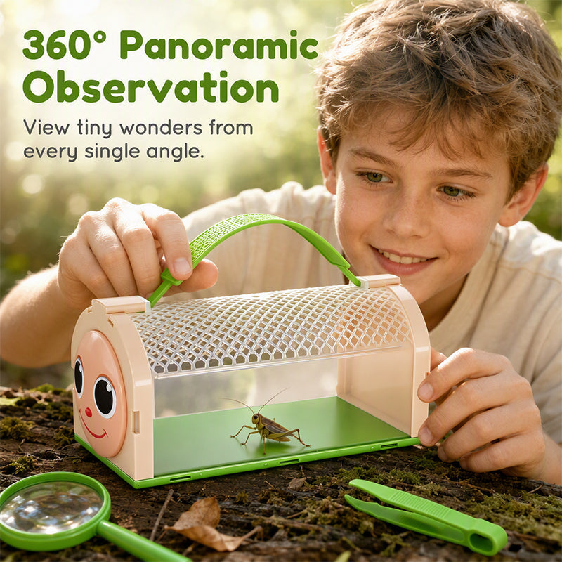 🐞4 Pcs Kids Bug Catcher Set, Includes Cage, Tweezers, Magnifier, Bottle and Bug Clip, Portable Nature Exploration Kit, Educational Outdoor Toy, Science Kit