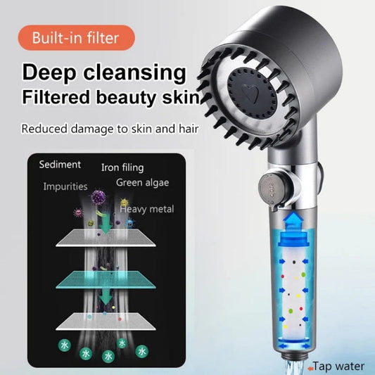 High Pressure Filtered Shower Head with Massage Brush