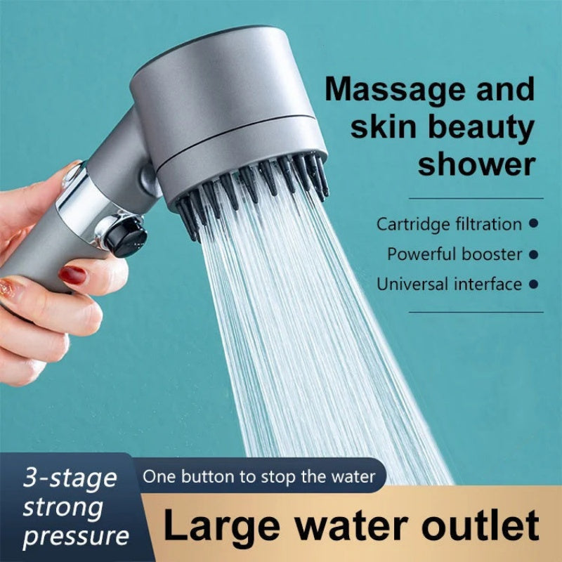 High Pressure Filtered Shower Head with Massage Brush