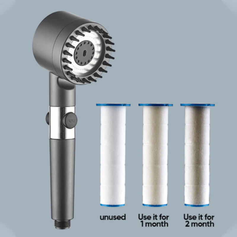 High Pressure Filtered Shower Head with Massage Brush