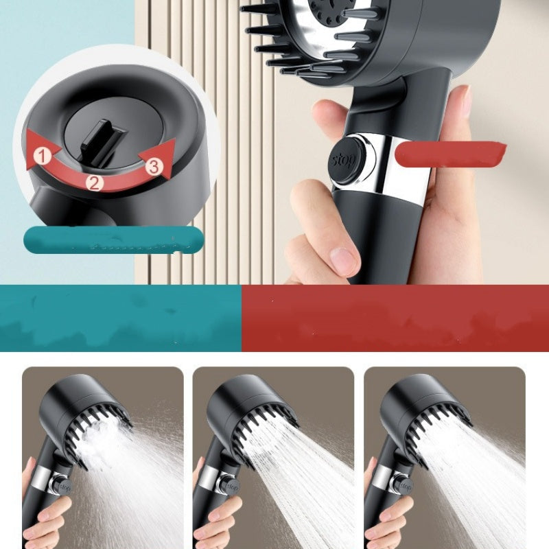 High Pressure Filtered Shower Head with Massage Brush