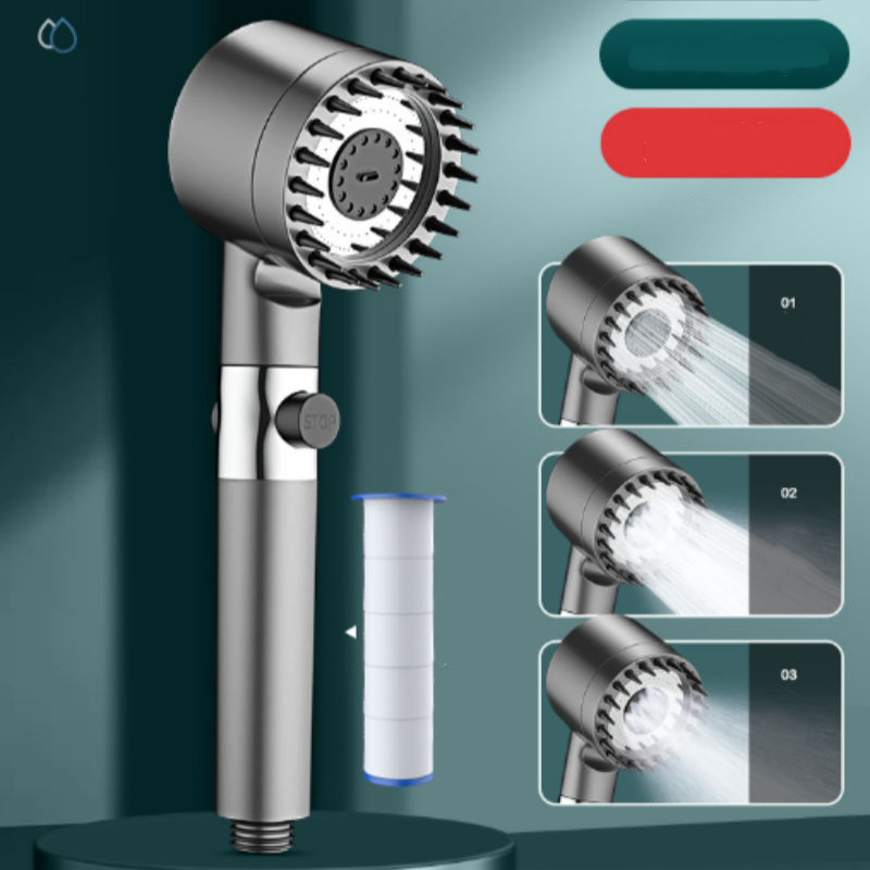 High Pressure Filtered Shower Head with Massage Brush