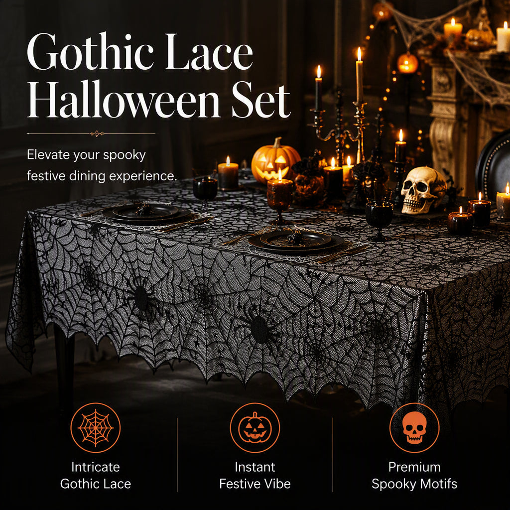 🎃LIMITED-TIME 50% OFF! ⏰Spooky Halloween Patterns Tablecloth and Placemats Set