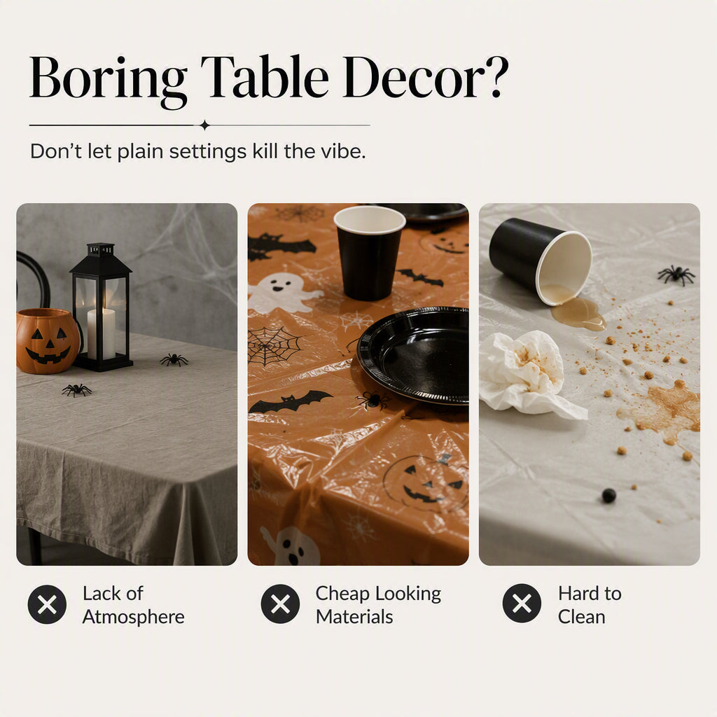 🎃LIMITED-TIME 50% OFF! ⏰Spooky Halloween Patterns Tablecloth and Placemats Set