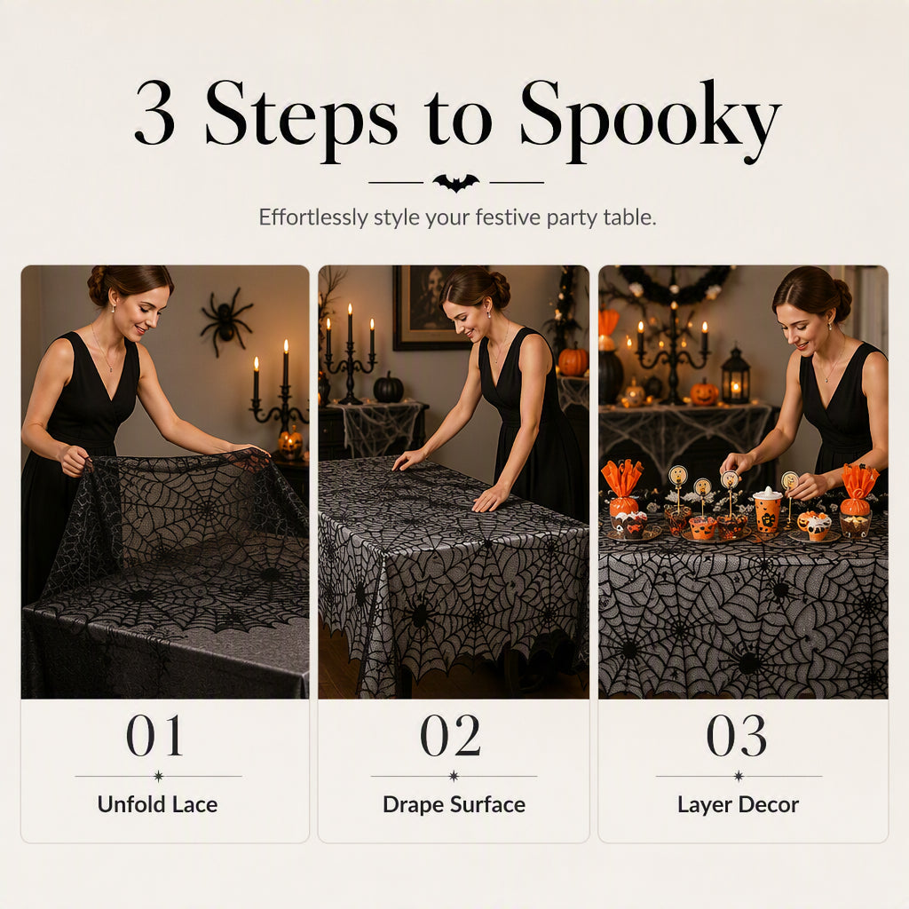 🎃LIMITED-TIME 50% OFF! ⏰Spooky Halloween Patterns Tablecloth and Placemats Set