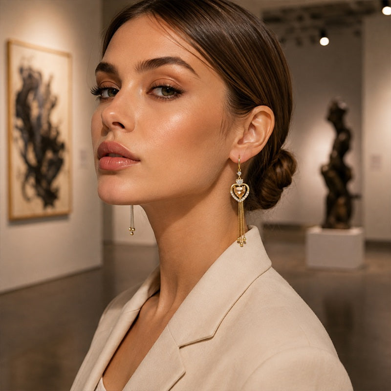 📢📢50% OFF !! ⏰Statement Heart Tassel Earrings