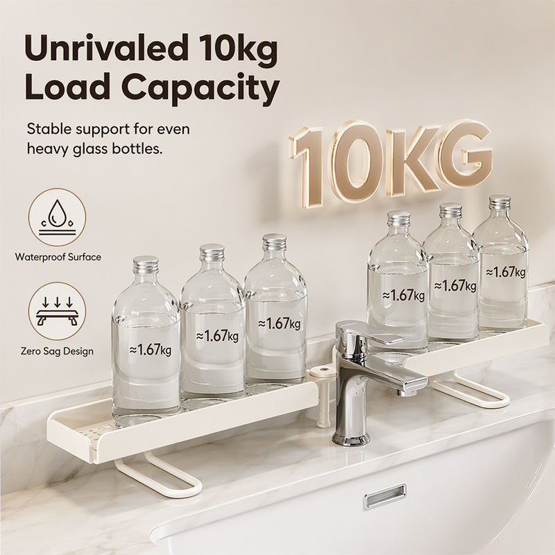 Steel Folding Storage Rack—A storage rack that requires no drilling and can be mounted above a faucet, featuring adjustable brackets for smooth drainage and easy cleaning with a damp cloth
