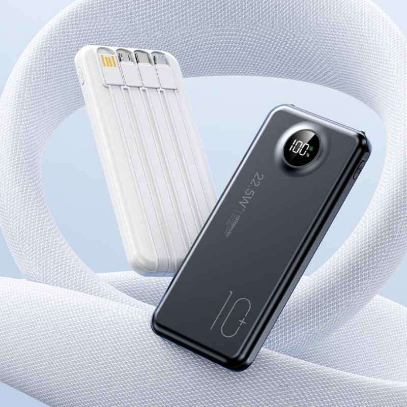 Fast Charging Power Bank with Built-in Cables