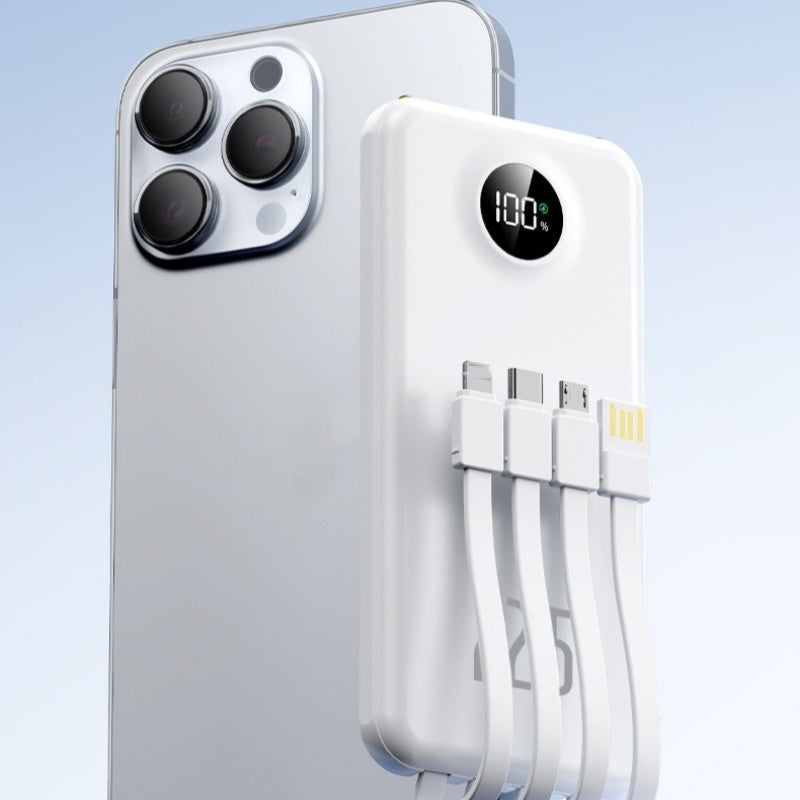 Fast Charging Power Bank with Built-in Cables