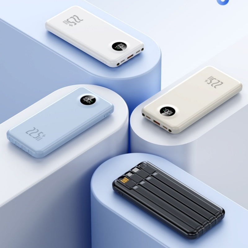Fast Charging Power Bank with Built-in Cables