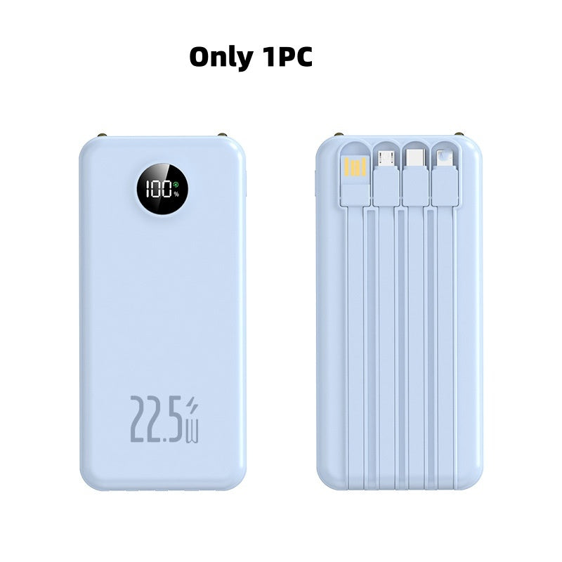 Fast Charging Power Bank with Built-in Cables