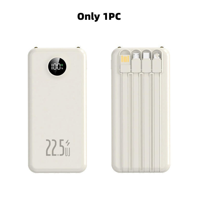 Fast Charging Power Bank with Built-in Cables