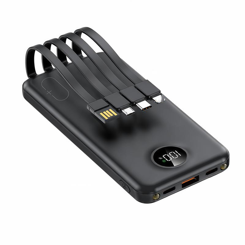 Fast Charging Power Bank with Built-in Cables