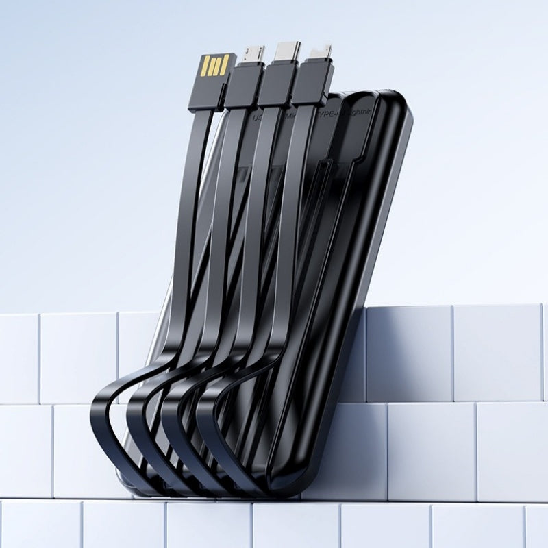 Fast Charging Power Bank with Built-in Cables