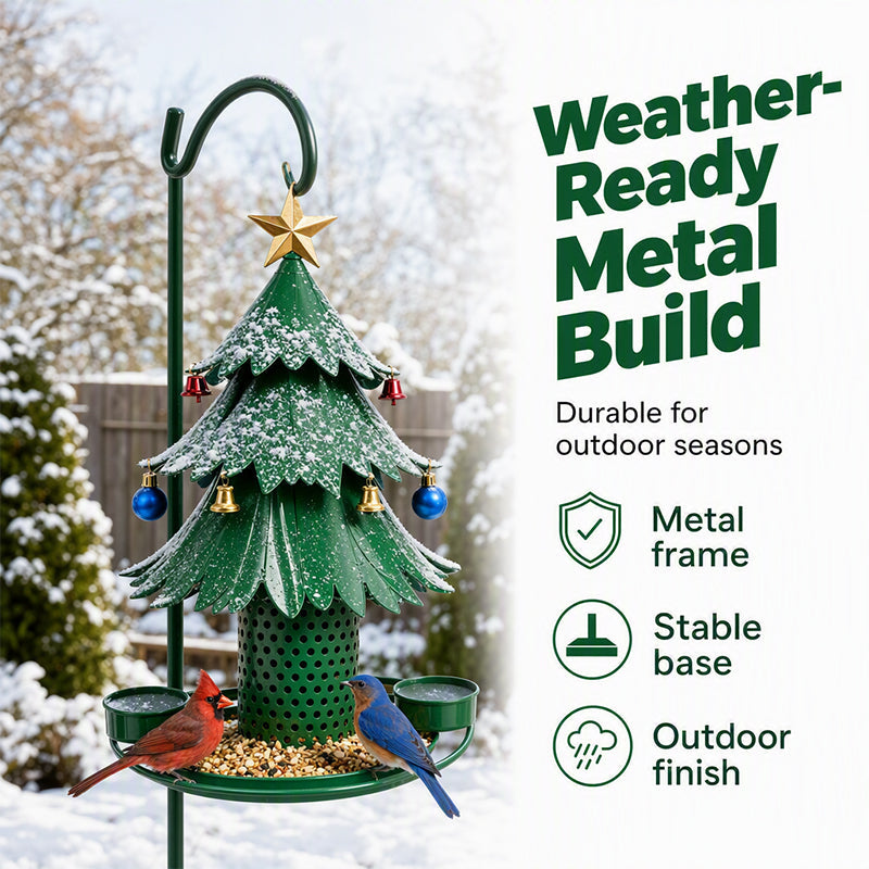 🎄 Festive Tree Bird Feeder – Metal Hanging Christmas Feeder for Garden Birds, Rust-Resistant with 360° Perch 🐦✨