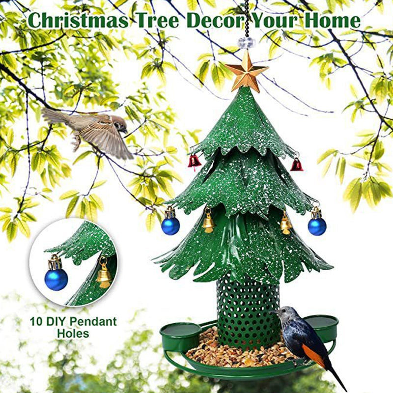 🎄 Festive Tree Bird Feeder – Metal Hanging Christmas Feeder for Garden Birds, Rust-Resistant with 360° Perch 🐦✨