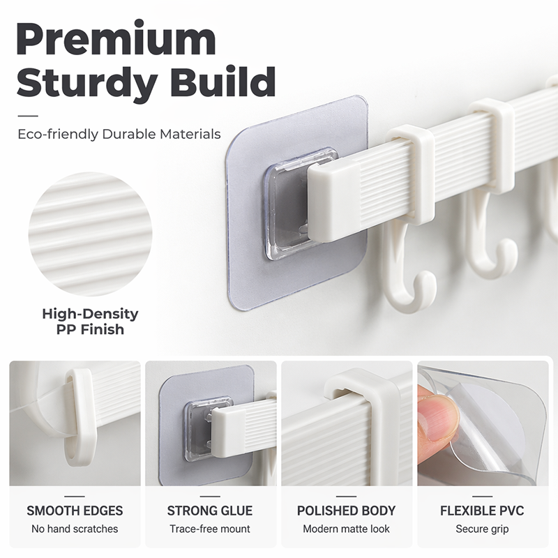 No-Drill Wall-Mounted Kitchen Hook Rack