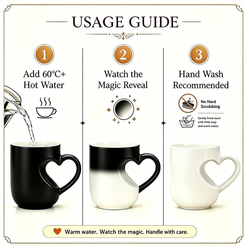 ❤️ Color Changing Heart Handle Ceramic Mug for Valentine's Day ☕
