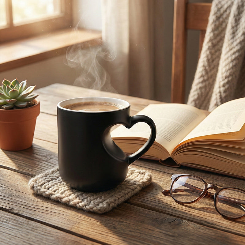 ❤️ Color Changing Heart Handle Ceramic Mug for Valentine's Day ☕