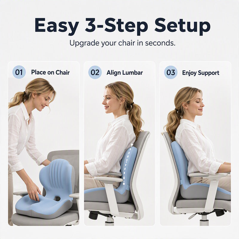 🪑2026 Hot Sale 50% OFF!✨Ergonomic Memory Foam Seat Cushion with Back Support – Stay Comfortable All Day, Perfect for Office, Car & Home ✨